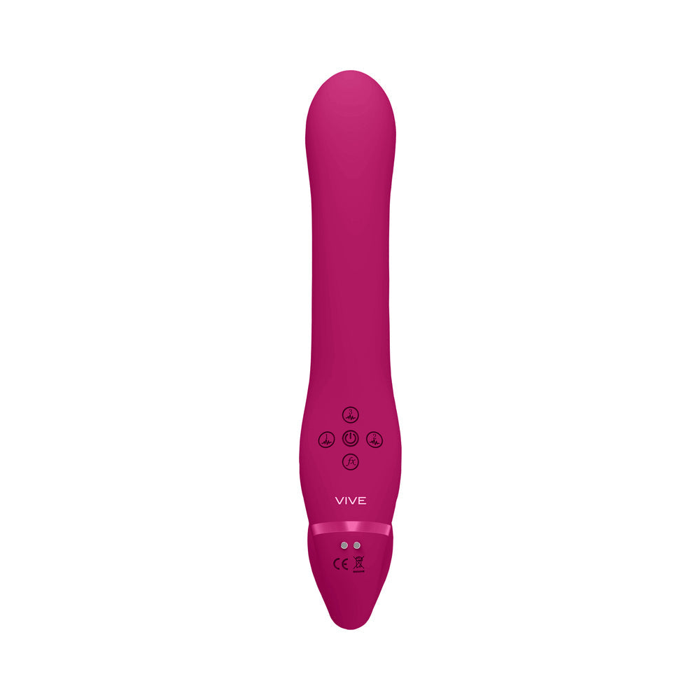VIVE AI Rechargeable Dual Vibrating & Air Wave Tickler Silicone Strapless Strapon Pink