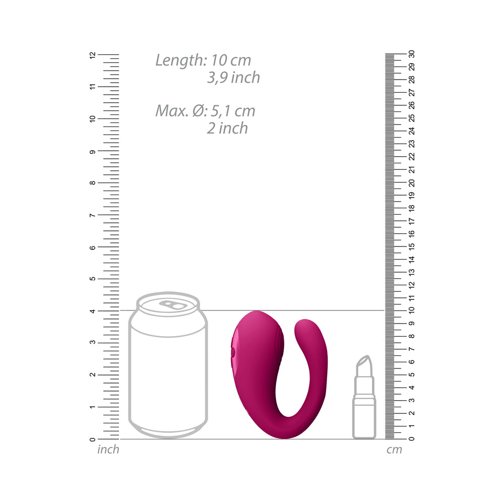 VIVE YOKO Rechargeable Triple Action Silicone Vibrator Dual Prongs with Clitoral Pulse Wave Pink