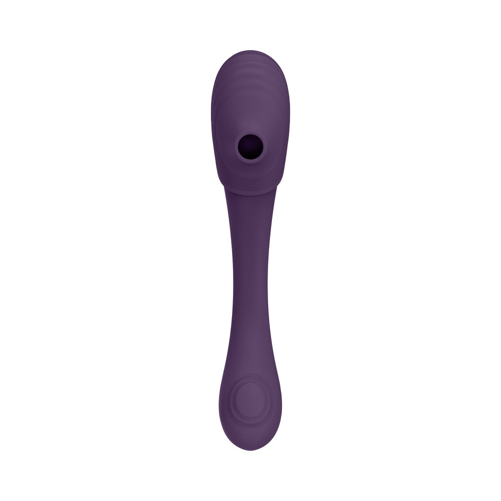 VIVE MIRAI Rechargeable Double Ended Pulse Wave & Air Wave Bendable Silicone Vibrator Purple
