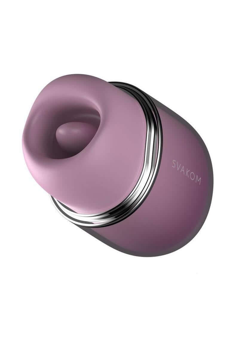 SVAKOM Klitty Dual Licking & Suction Stimulator Lavender in smooth, cat-shaped design with a soft tongue.