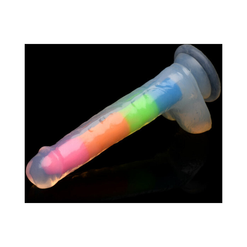 Lollicock Silicone Dildo with Balls 7 inches Rainbow Glow in the Dark