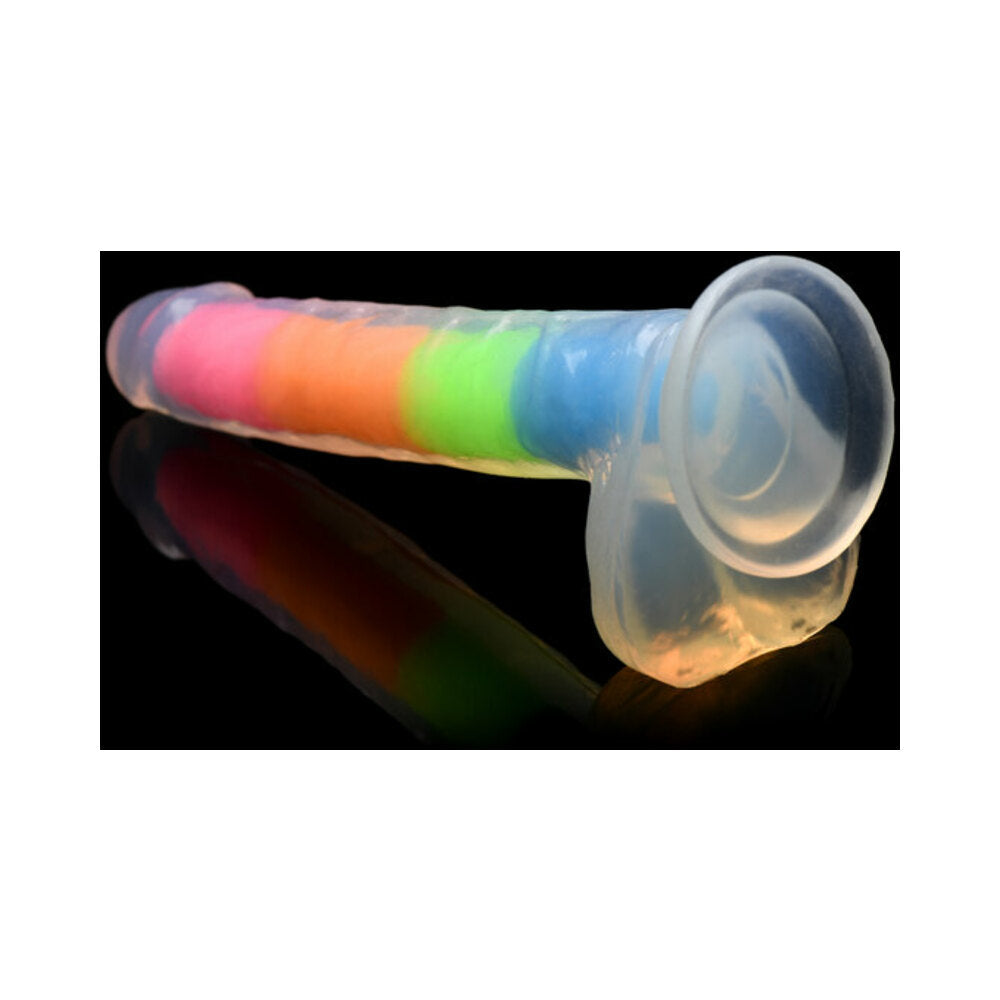 Lollicock Silicone Dildo with Balls 7 inches Rainbow Glow in the Dark