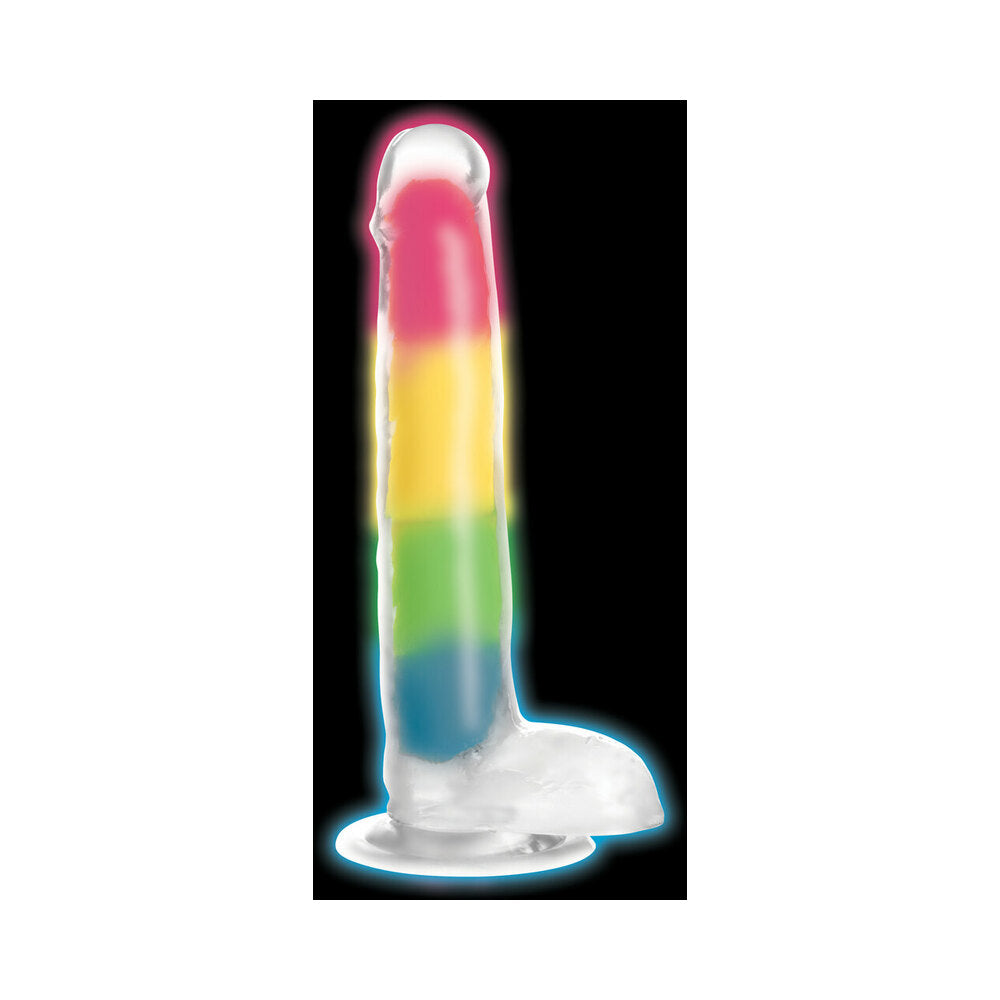 Lollicock Silicone Dildo with Balls 7 inches Rainbow Glow in the Dark