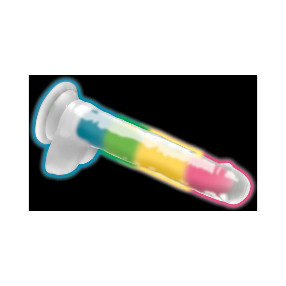 Lollicock Silicone Dildo with Balls 7 inches Rainbow Glow in the Dark