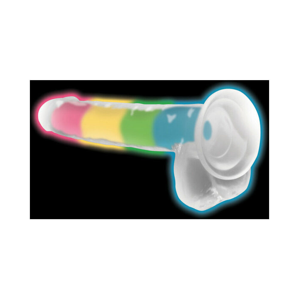 Lollicock Silicone Dildo with Balls 7 inches Rainbow Glow in the Dark