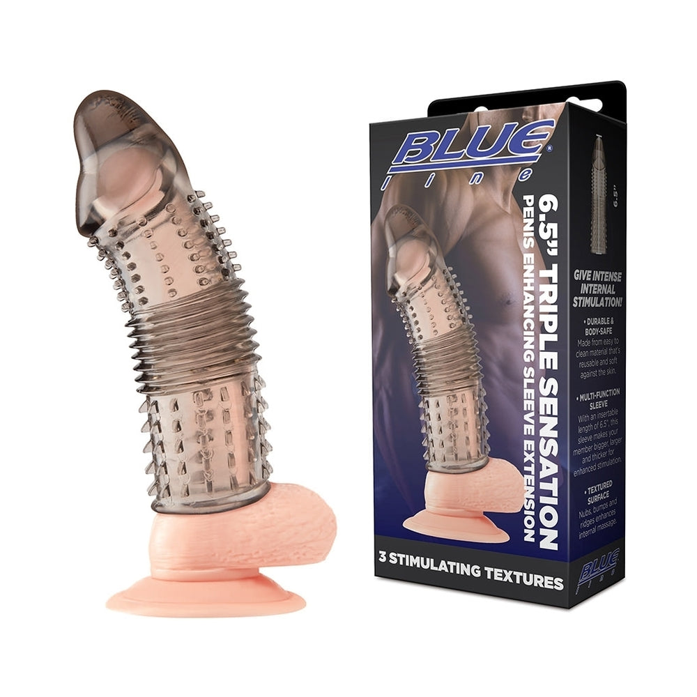 Blue Line 6.5 inches Triple Sensation Penis Enhancing Sleeve Extension