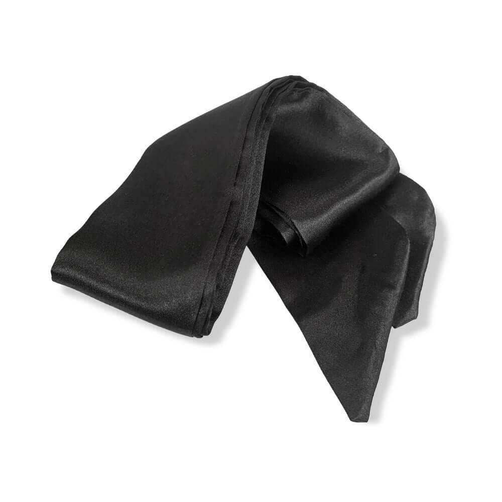 Nixie Metal Bondage 8-piece Kit Silver accessory, black satin fabric for bondage play.