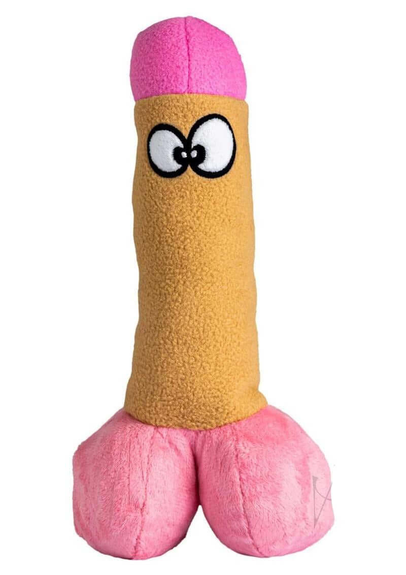 Scruffy Peter Woofington Brown Pink plush dog toy with playful design in brown and pink.