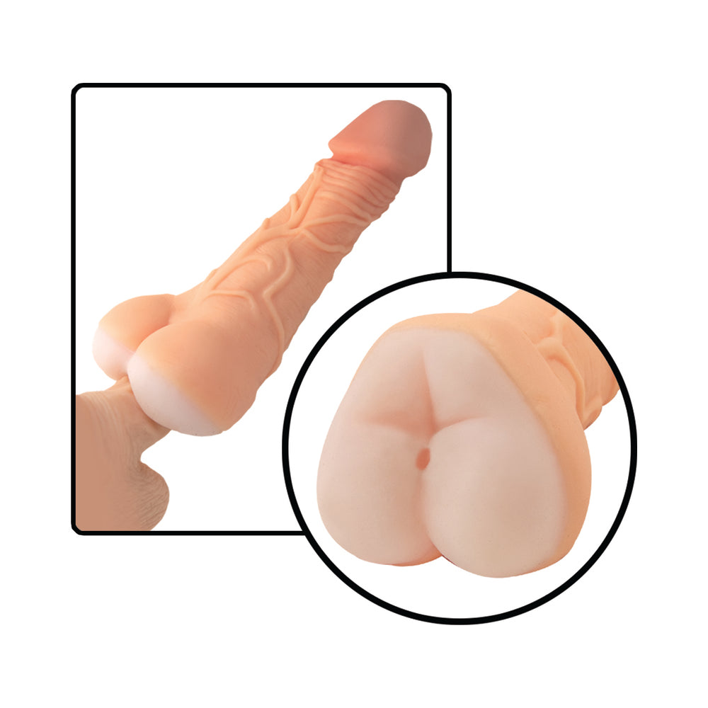 Realcocks Self Lubricating 9 inches 3-in-1 Masturbator Beige