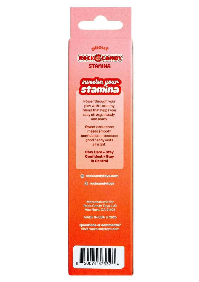 Back packaging of Rock Candy Stamina Sta Hard Cream 1.7 Oz featuring the slogan 'Sweeten Your Stamina'.