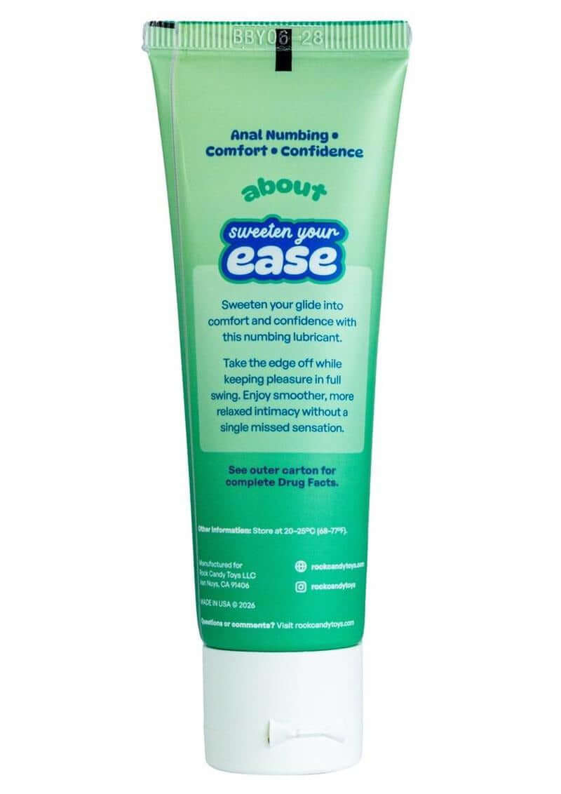 Rock Candy Ease Anal Numbing Lubricant 1.7 Oz tube designed for anal numbing, comfort, and confidence.
