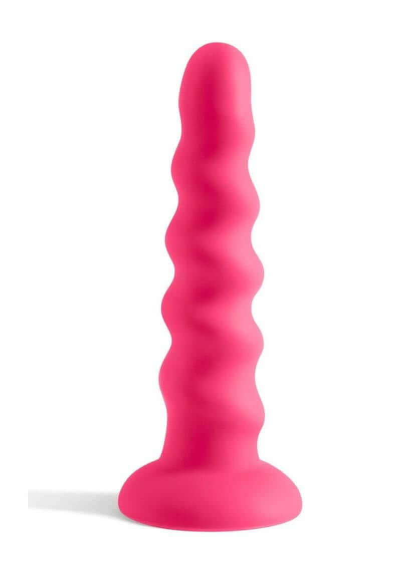 Colours Twist Silicone Dildo with Suction Cup 6.5 Inch Pink, gently contoured silicone design in vibrant pink.
