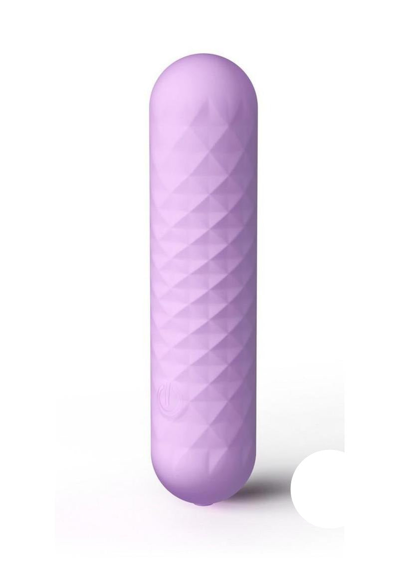 Minnie's Spark Rechargeable Silicone Flexible Bullet Purple in a sleek purple design with a diamond pattern.
