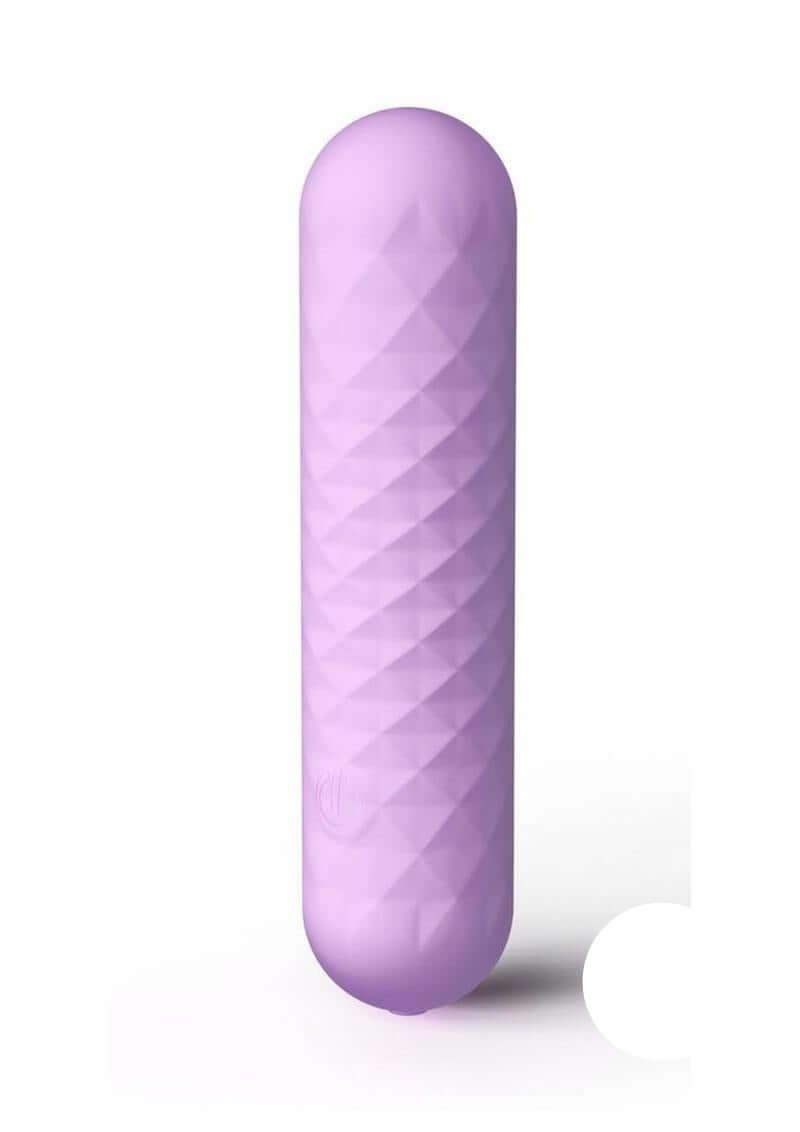 Minnie's Spark Rechargeable Silicone Flexible Bullet Purple in a sleek purple design with a diamond pattern.