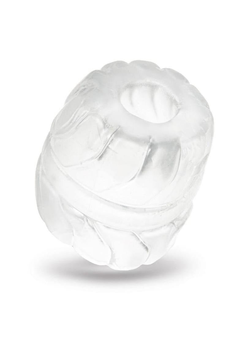 B-Vibe Stretch Tech Barrel Ultra Stretchy Cock Ring Clear showcasing a smooth, durable design for enhanced comfort and performance.