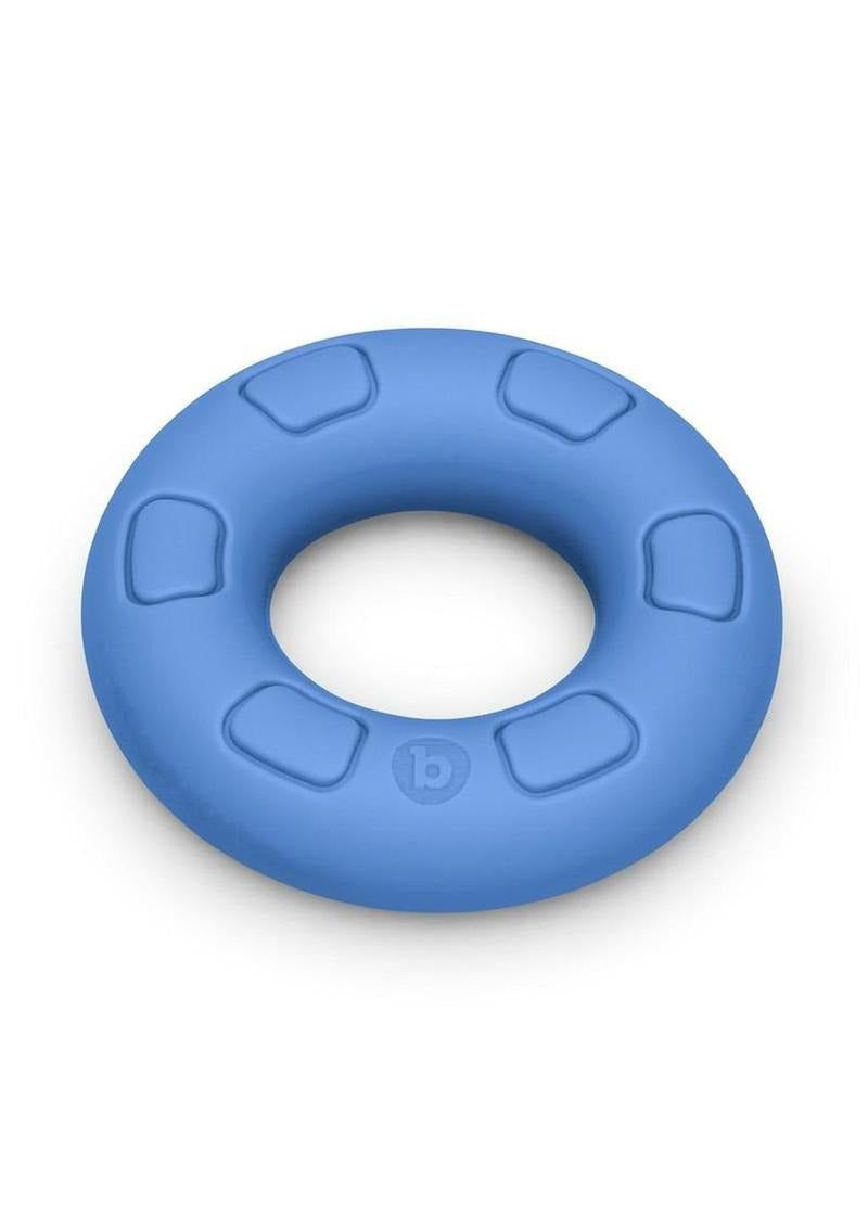B-Vibe Flex Ring Ultra Soft Silicone Cock Ring Blue with a seamless, smooth finish and skin-like comfort.