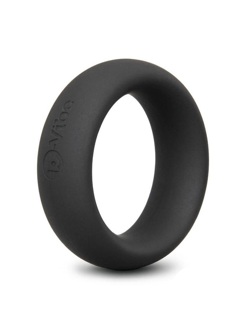 B-Vibe Snug Ring Silicone Cock Ring 40 mm Black displayed on a white background, showcasing its sleek design.
