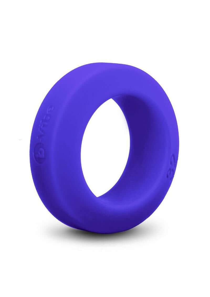 B-Vibe Flex Ring GT Silicone Cock Ring 32 mm Blue displayed on a white background, showcasing its smooth finish and vibrant color.