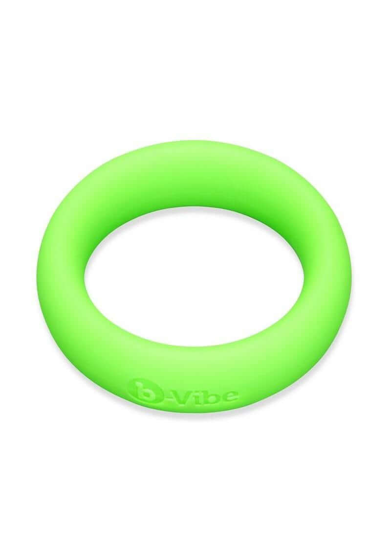 B-Vibe Snug Ring Silicone Cock Ring 45 mm Green showcasing a smooth, durable, and comfortable design.