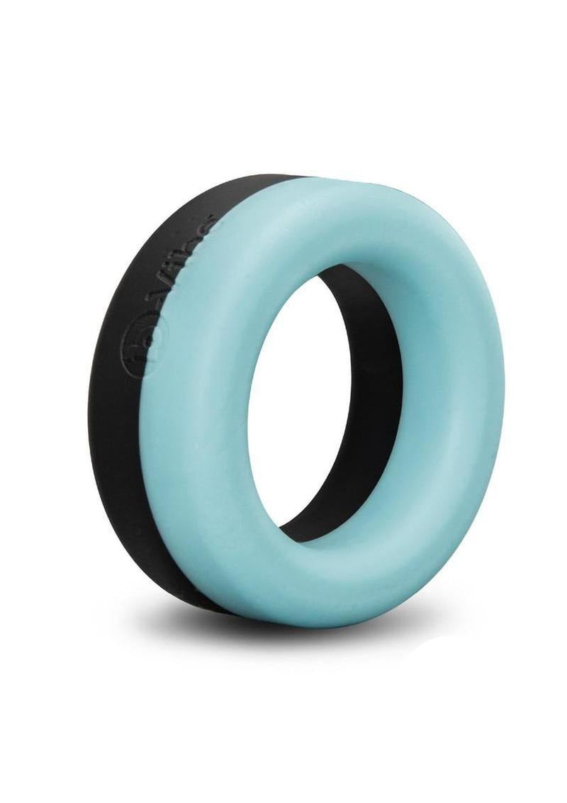 B-Vibe Flex Band Silicone Cock Ring 30 mm Blue showcasing a soft, seamless design for comfort and durability.