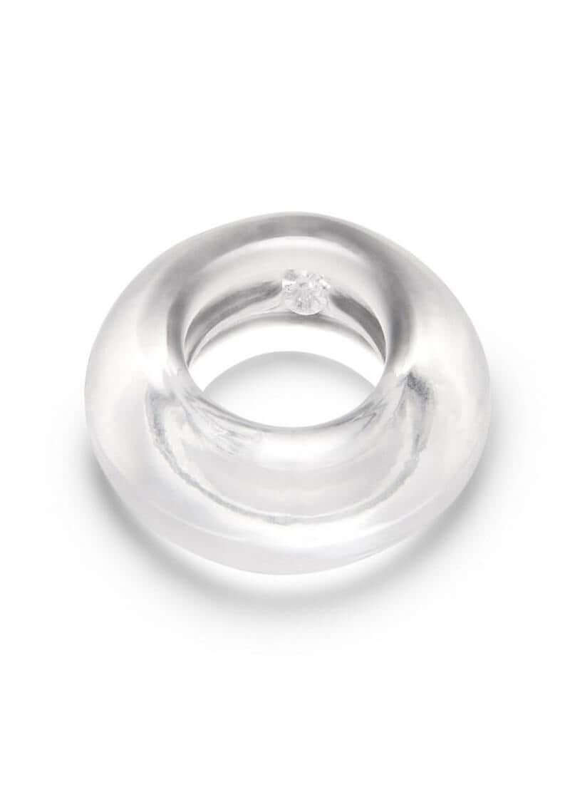 B-Vibe Stretch Tech Choke Cock Ring Clear with a seamless, smooth finish, designed for comfort and durability.