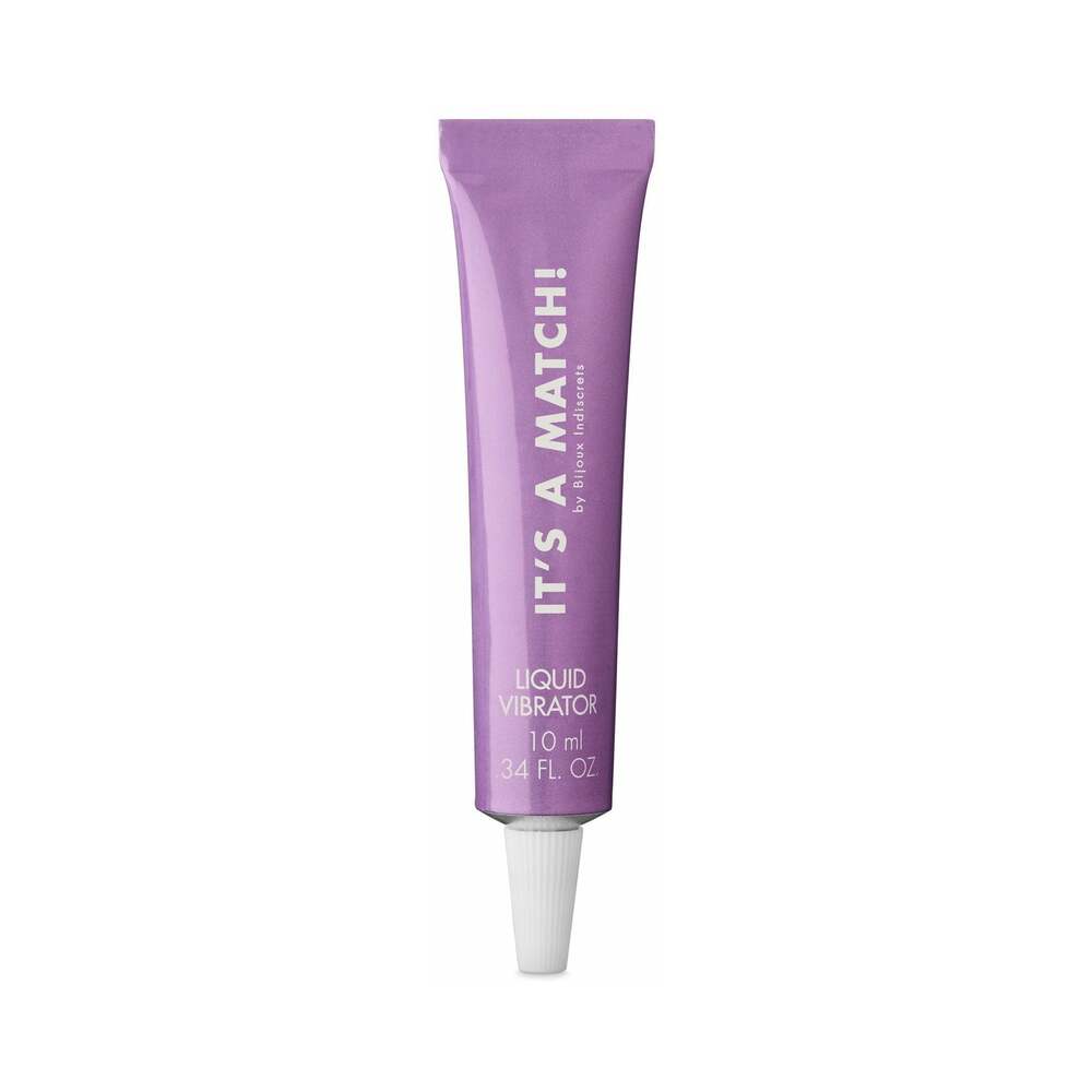 Bijoux Indiscrets Its a Match Liquid Vibrator Tingling 0.34 Oz tube showcasing its distinctive packaging.