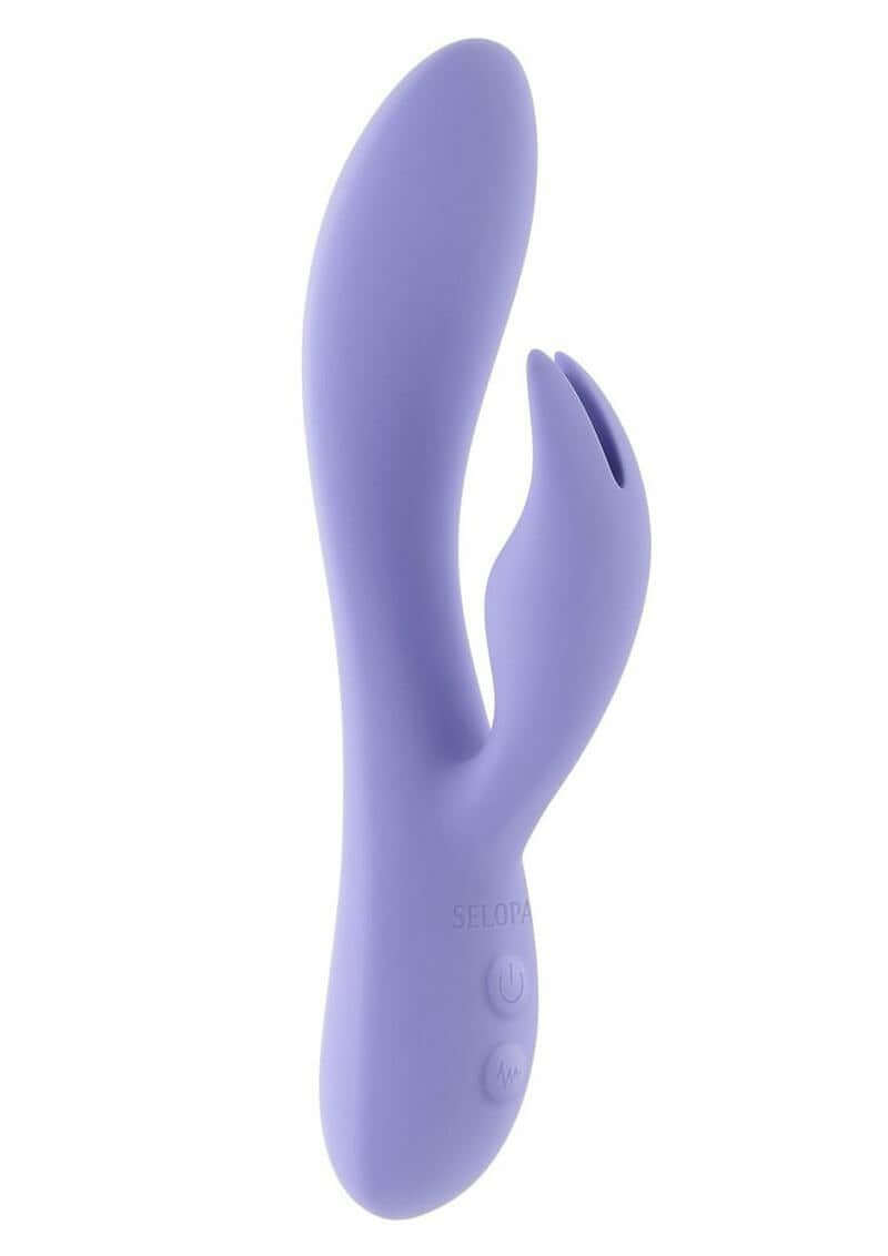 Selopa Purple Craze Rechargeable Silicone Rabbit Vibrator Purple designed for dual stimulation and pleasure.