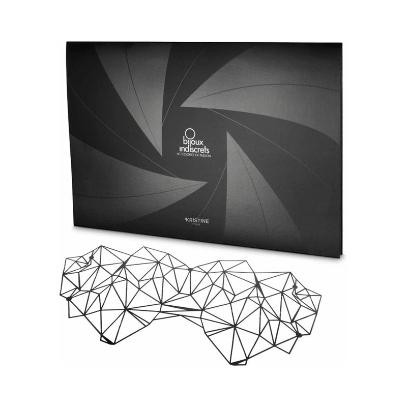 Bijoux Indiscrets Kristine Decal Eye Mask in elegant packaging, showcasing its stylish design and alluring aesthetic.