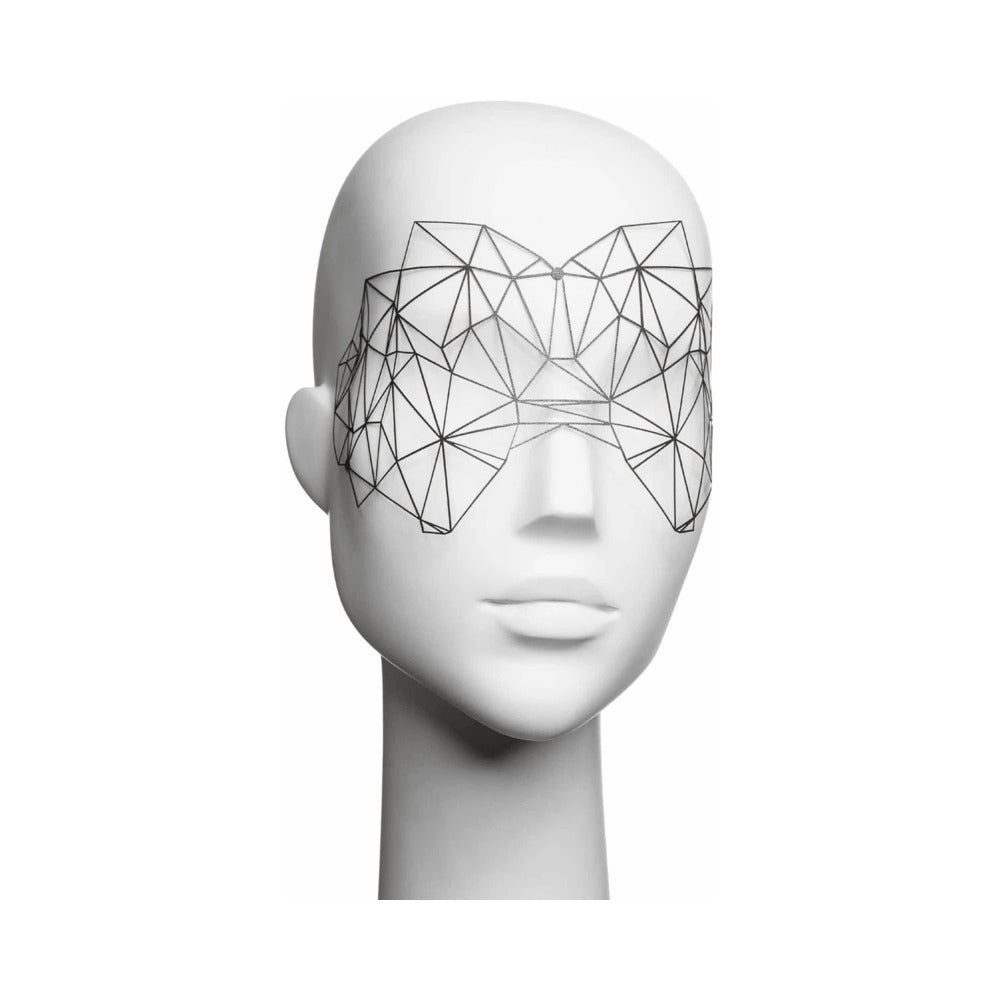 Bijoux Indiscrets Kristine Decal Eye Mask displayed on a white mannequin head, showcasing its elegant design.