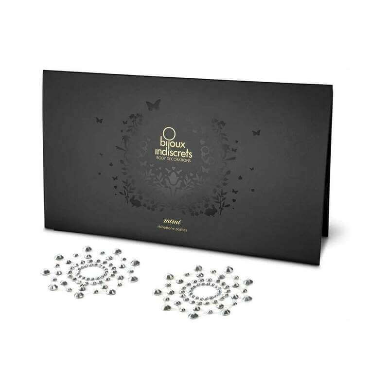 Bijoux Indiscrets Mimi Rhinestone Pasties Circles Crystal displayed in elegant packaging with sparkling pasties.