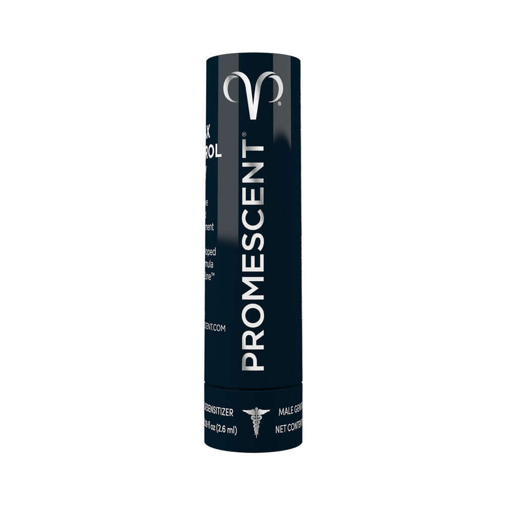 Promescent Climax Control Desensitizer Spray 0.09 Oz packaging showing product details and branding.