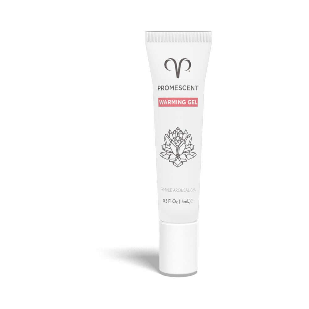 Promescent Female Arousal Warming Gel 0.5 Oz tube packaging showcasing intimacy-enhancing formula.