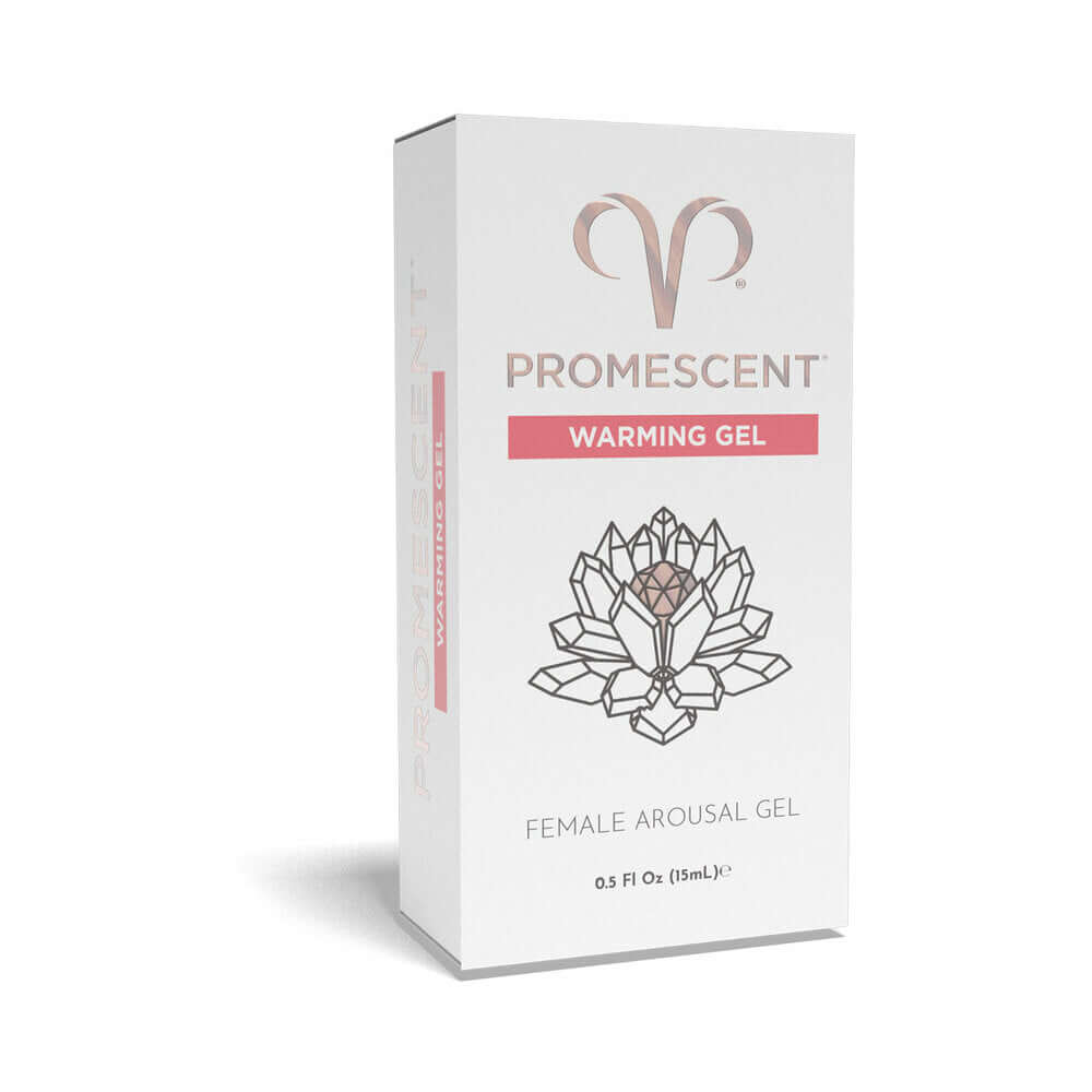 Promescent Female Arousal Warming Gel 0.5 Oz packaging with modern design and branding.