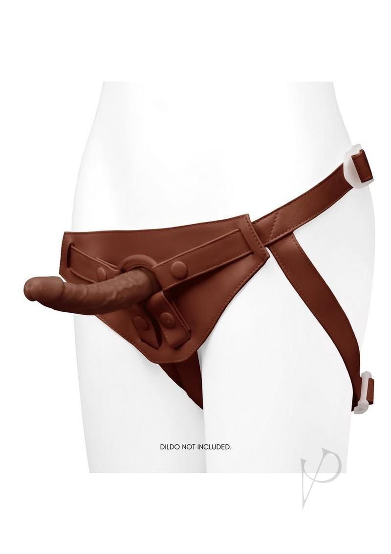 Together NudeFit FlexCurv Adjustable Harness Chocolate shown on a body form, emphasizing its inclusive design and rich shade.