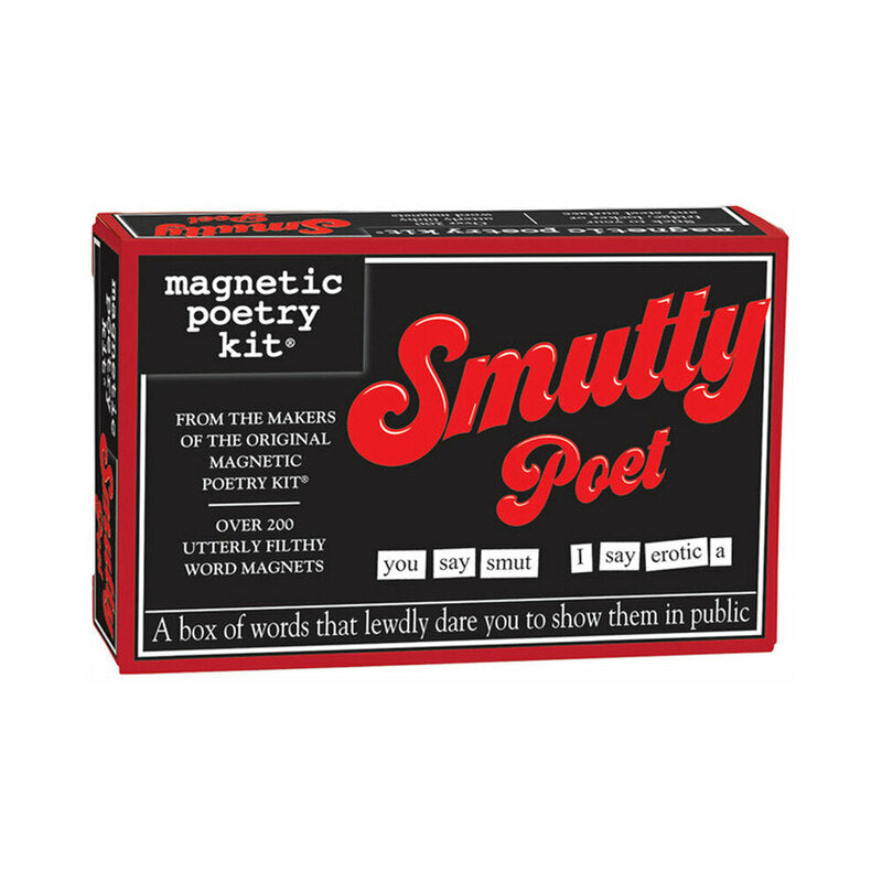 Magnetic Poetry Kit Smutty Poet box featuring over 200 word magnets for playful poetry and humor.