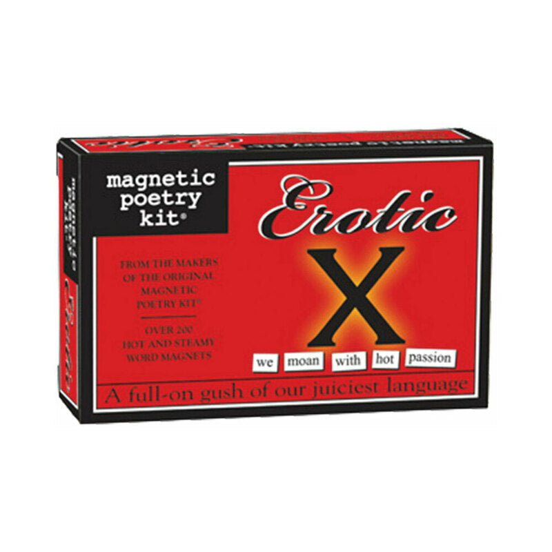 Magnetic Poetry Kit Erotic X Edition packaging featuring seductive word tiles for creative intimate play.