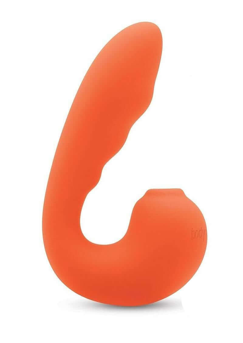 Bodywand 4Play Suck & Buzz Clitoral Stimulator Orange in a sleek and modern design, showcasing its dual-action features.