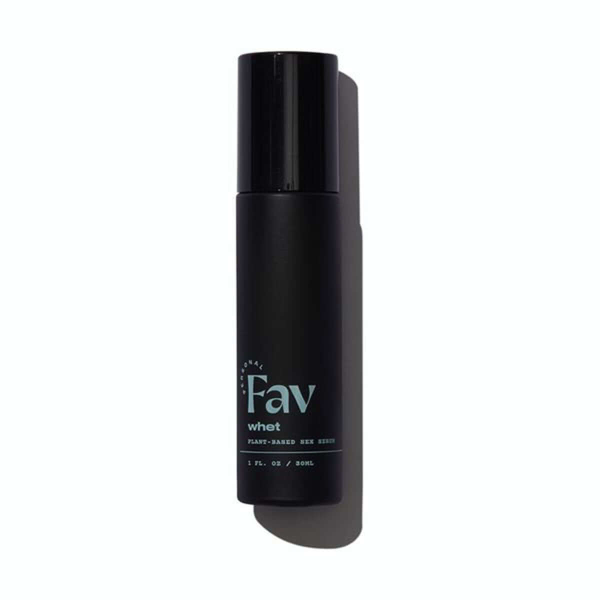 Personal Fav Whet Plant Based Sex Serum 1 Oz in sleek black packaging, ideal for enhancing intimacy.