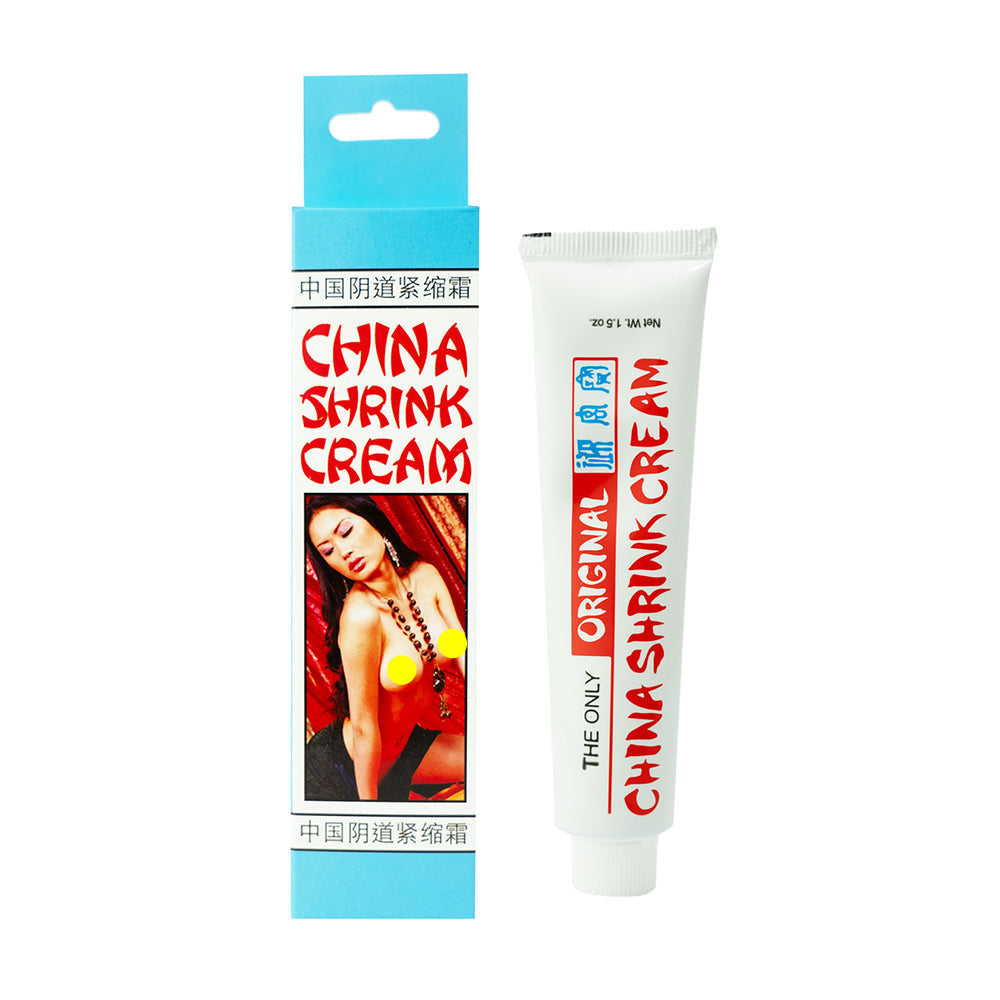 China Shrink Cream Original 0.5 Oz tube and packaging for vaginal tightening and rejuvenation.