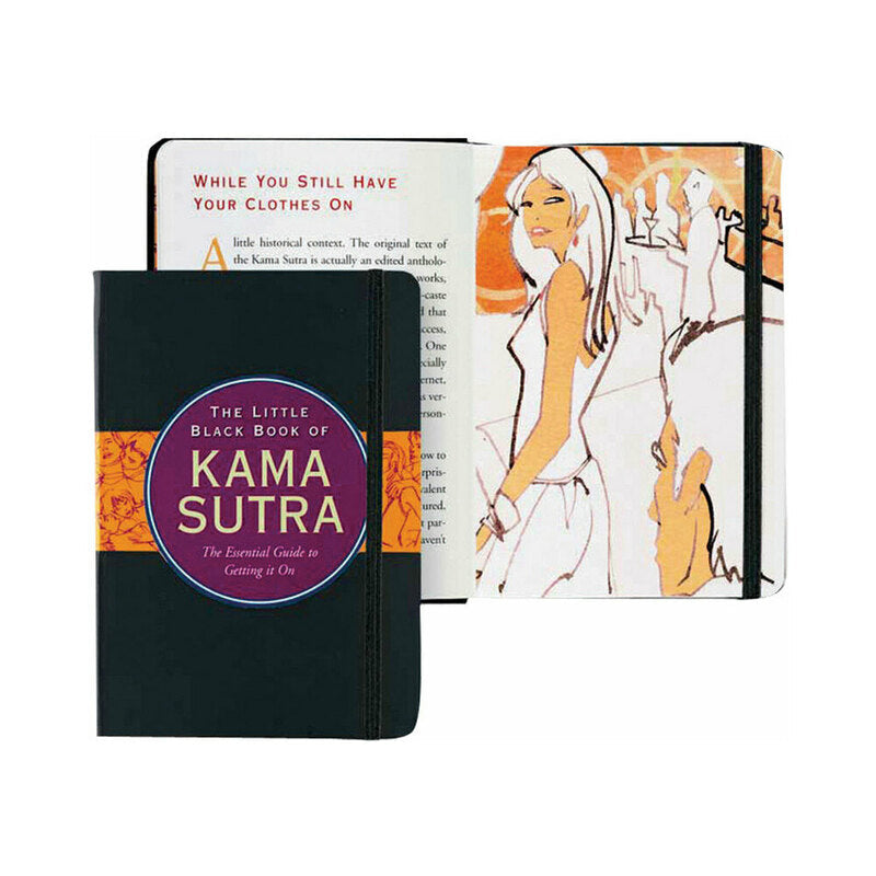 Cover of the Little Black Book Of Kama Sutra, displaying its title and an illustration.