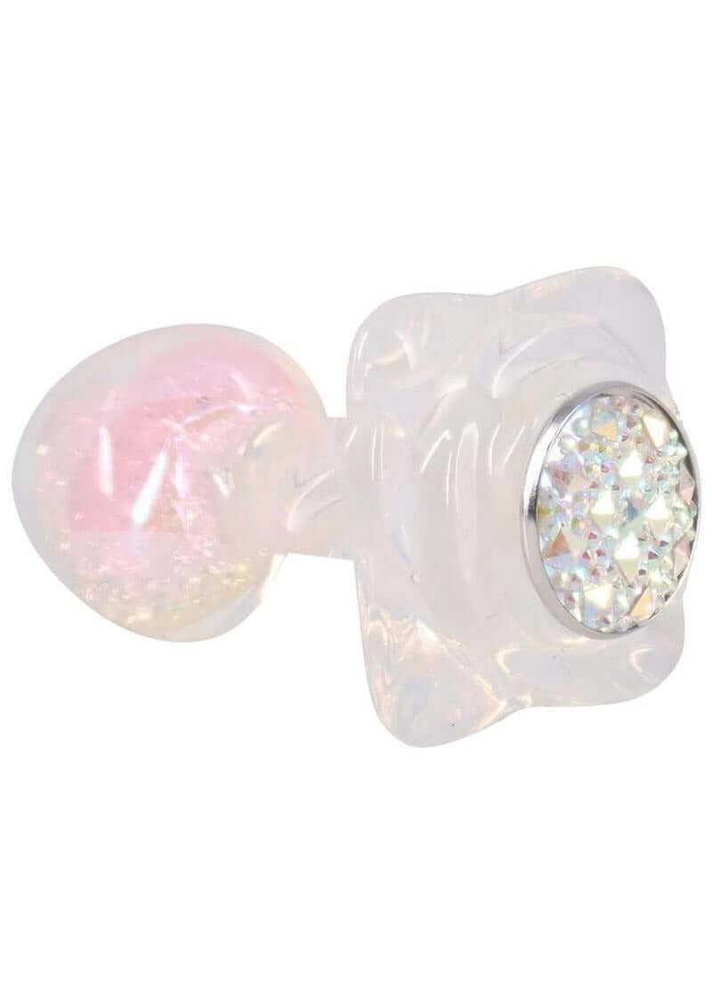 Booty Bling Jeweled Silicone Anal Plug Small Clear with a crystal base and premium health-grade silicone design.