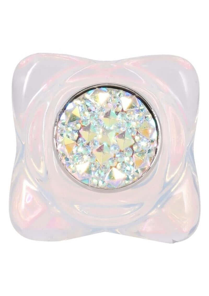 Booty Bling Jeweled Silicone Anal Plug Small Clear featuring a glittering crystal base in a premium silicone design.