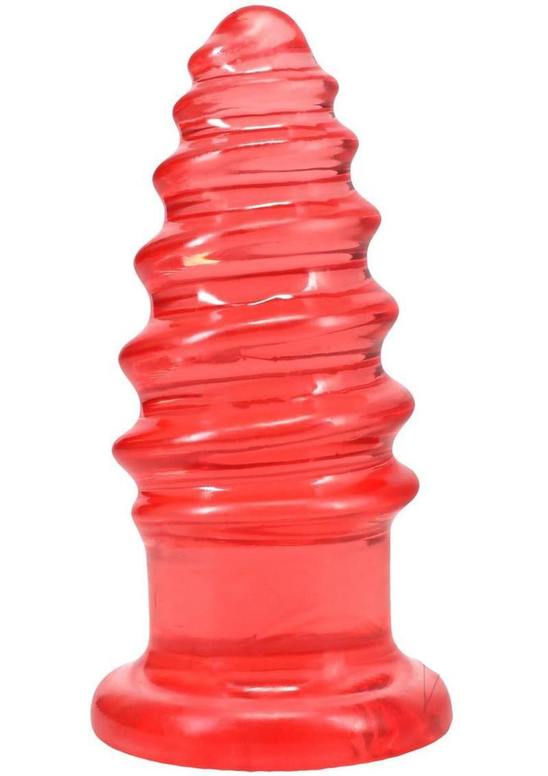 Crystal Jellies Anal Twist Plug 7 inches Pink featuring sculpted ridges for layered stimulation.