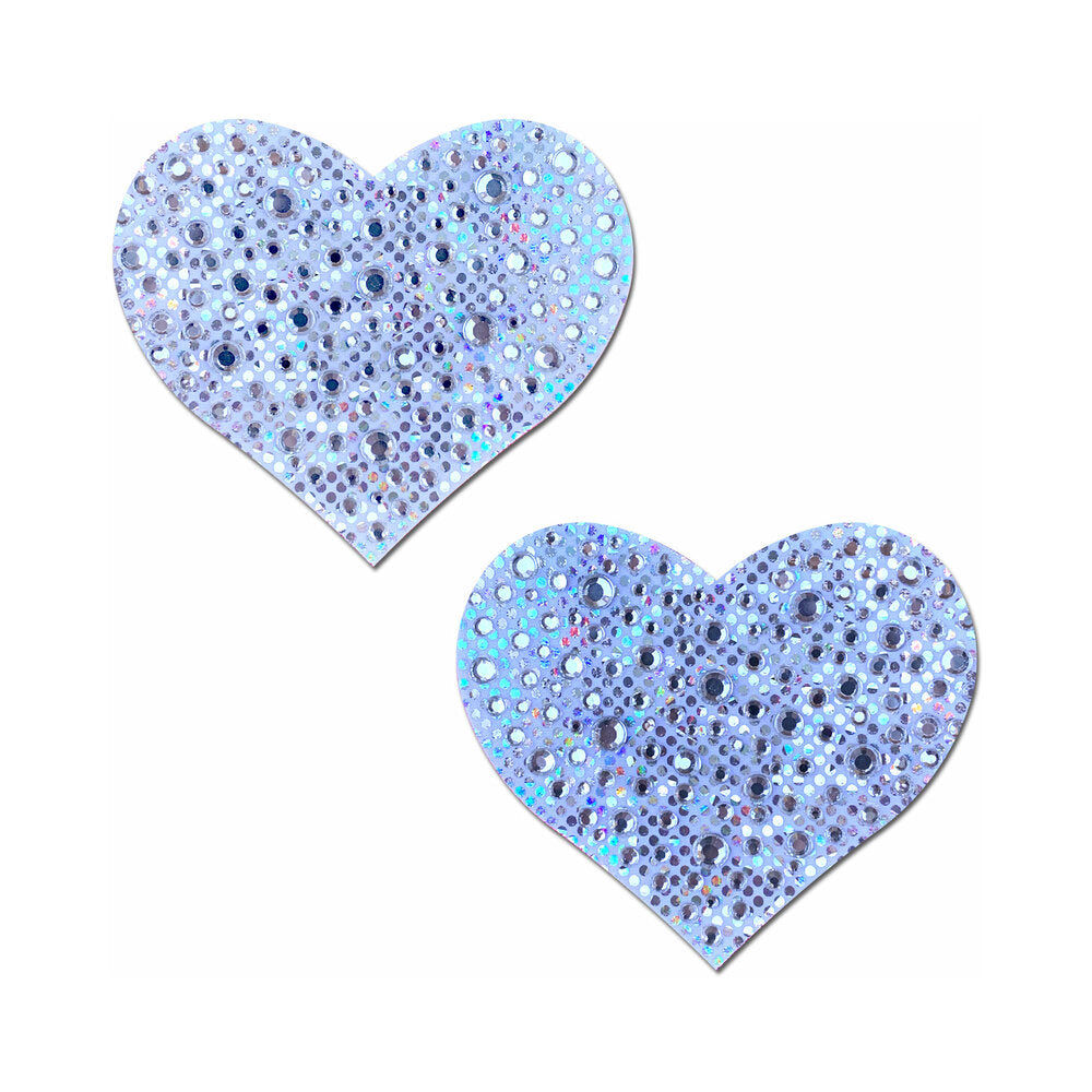 Pastease Crystal Sparkling Heart Pasties Silver featuring shimmering crystal details on heart shapes.