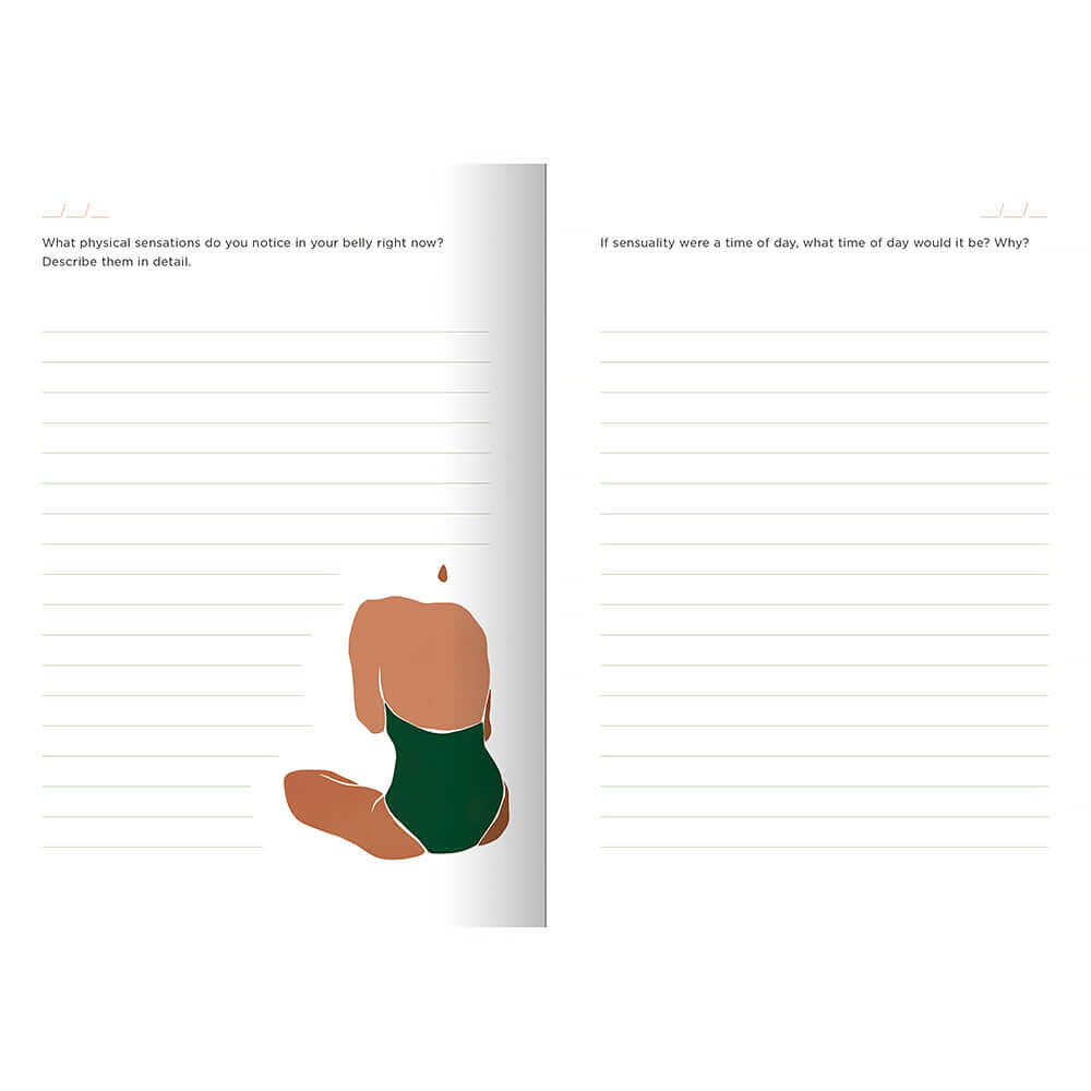 Image of interior pages from the journal 'Sensual Self Prompts and Practices for Getting In Touch with Your Body'.