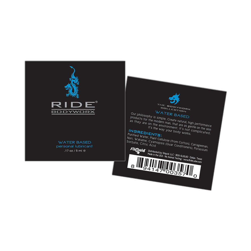 Ride BodyWorx Water Based Lubricant 0.17 oz. Pillow Packs (200 per bag)