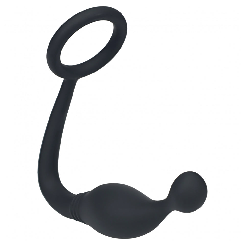 Levelz Silicone Cock Ring With Prostate Stimulator M Black designed for targeted pleasure and enhanced erection strength.