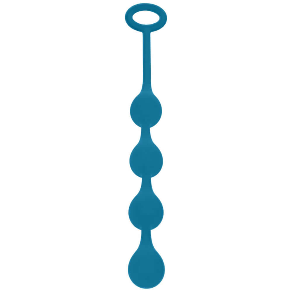 Levelz Waterdrop Silicone Anal Balls S 20mm Teal featuring a series of water droplet-shaped balls for gradual stretch.