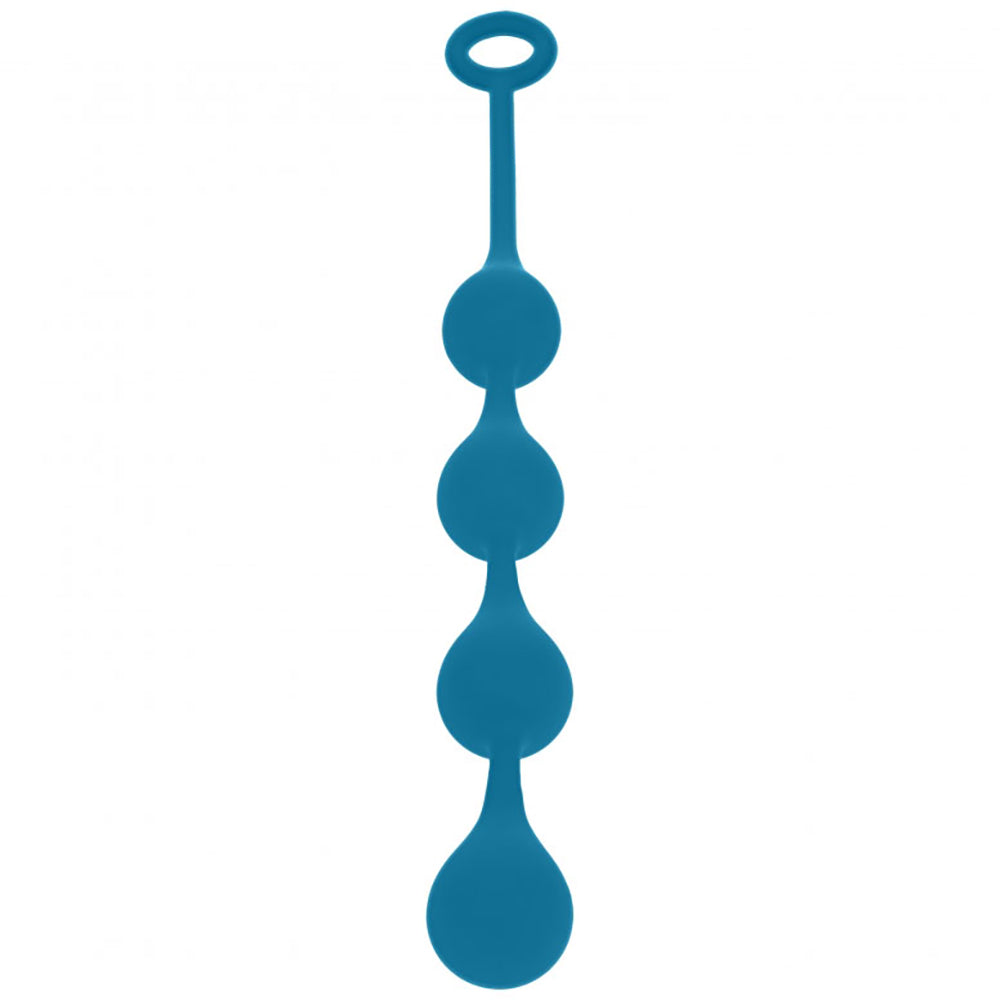 Levelz Waterdrop Silicone Anal Balls M 30mm Teal with water droplet-shaped beads for smooth stimulation.