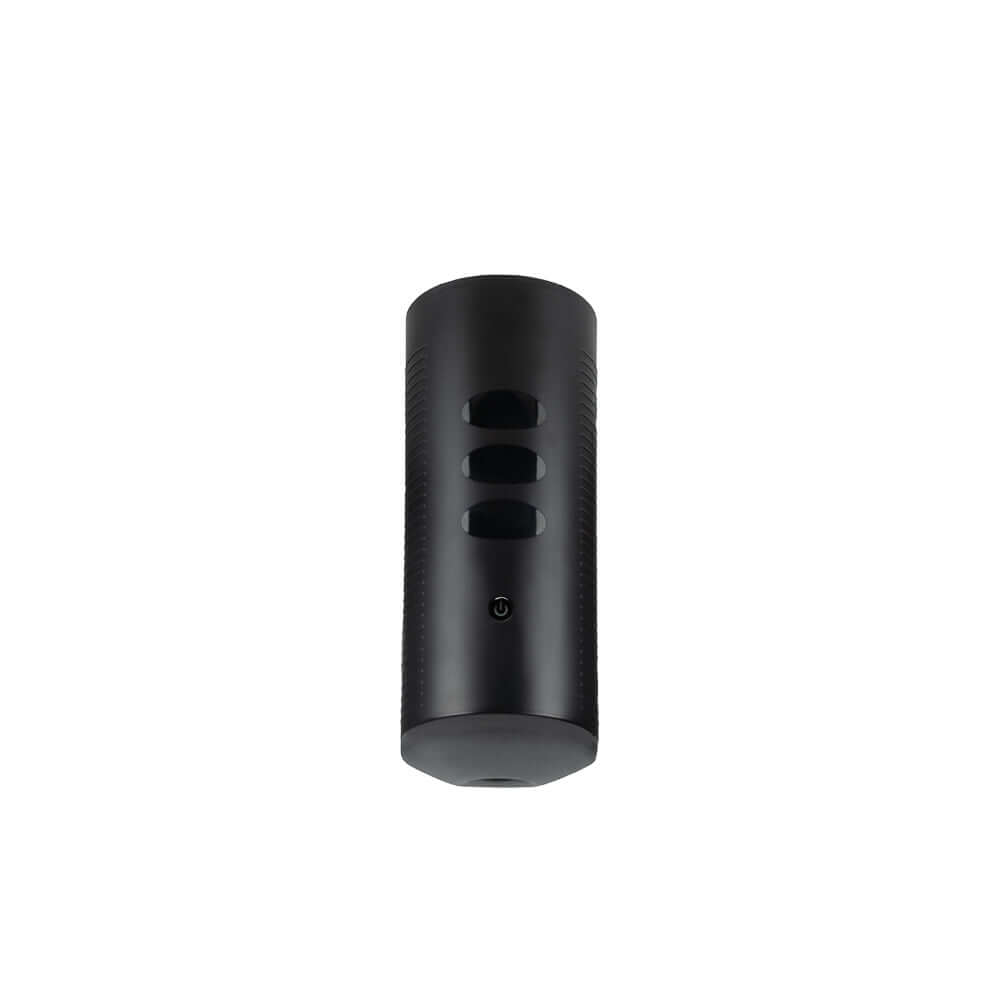 Kiiroo Titan Experience Interactive Vibrating Stroker in sleek black design, showcasing control buttons and interactive features.
